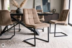 Freischwinger Stuhl MIAMI taupe Cord matt schwarz Metallgestell