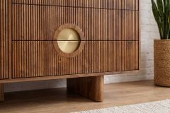 Massives Sideboard MADISON 180cm braun Mangoholz mit Schubladen und strukturierter Front