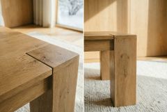 Massiver Couchtisch MAKASSAR 100cm natur Mangoholz cream finish einzigartige Maserung
