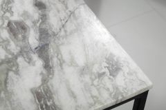 Eleganter Couchtisch ELEMENTS 50cm weiß mit polierter Marmor-Platte
