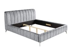 Retro Bett AMSTERDAM 180x200cm grau Samt schwarz Metall Polsterbett