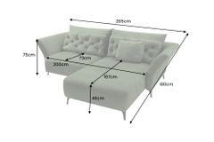 Modernes Ecksofa MARRAKESCH 265cm grün Samt 3-Sitzer inkl. Kissen Ottomane rechts