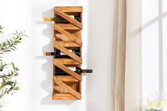 Massives Weinregal MAKASSAR 80cm recyceltes Teakholz für 5 Flaschen Wandregal