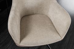 Drehbarer Stuhl VERONA champagner beige Samt Strukturstoff mit Armlehne Metallbeine schwarz