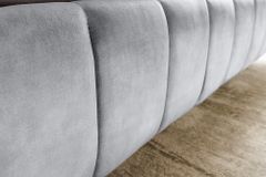 Retro Bett AMSTERDAM 180x200cm grau Samt schwarz Metall Polsterbett