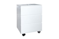 Moderner Rollcontainer BIG DEAL 45cm weiß Hochglanz 3 Schubladen