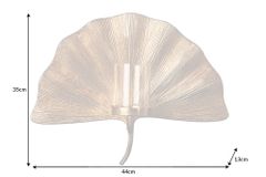 Dekorativer Kerzenhalter GINKGO 44cm gold handmade Metall Wandteelicht
