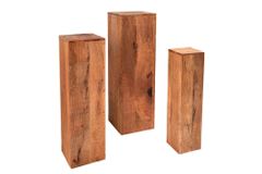 Design Deko Säule 3er Set MAKASSAR 80cm Mangoholz Handarbeit