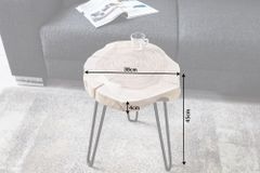 Massivholz Beistelltisch GOA 40cm natur Akazie Baumstamm Metall schwarz Hairpin Legs