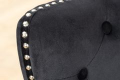 Chesterfield Stuhl CASTLE schwarz Samt Massivholz Ziernieten mit Komfortgriff