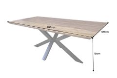 Massivholz Esstisch GALAXIE 200cm braun Sheesham stone finish Industrial Design