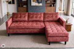 Ecksofa STOCKHOLM 220cm altrosa Samtstoff Federkern 3-Sitzer-Sofa