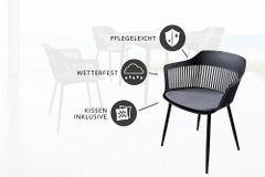 Design Stuhl AIRE schwarz Kunststoff Stahlgestell Indoor Outdoor inkl. Kissen
