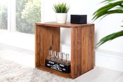 Massivholz Beistelltisch MAKASSAR 45cm braun Sheesham stone finish Regal handmade