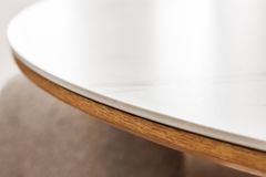 Runder Esstisch UNIQUE 120cm weiß natur Eichenholz Keramik Marmor Säulenfuß
