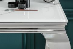 Eleganter Konsolentisch MODERN BAROCK 145cm mit Glasplatte Marmoroptik Edelstahlbeine