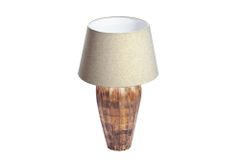 Handgefertigte Tischlampe PURE NATURE 65cm weiß natur Mangoholz mit Stoffschirm