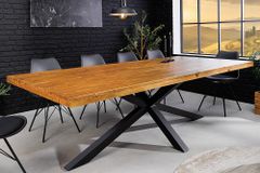 Massivholz Esstisch GALAXIE 200cm vintage braun Pinie recycelt Industrial Design