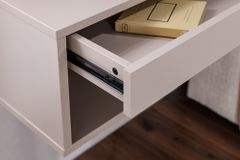 Design Nachttisch COMFORT 50cm weiß hängend mit Schublade und offenem Fach