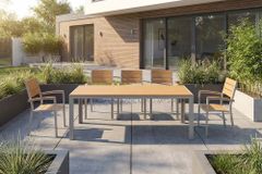 Moderner Gartentisch DESIGNO 205cm natur greige Aluminium wetterfest Outdoor-Esstisch