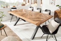 Massiver Esstisch INFINITY HOME 200cm natur schwarz Mangoholz Industrial Design X-Gestell
