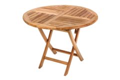 Massiver Gartentisch EMPIRE TEAK 100cm natur Teakholz rund klappbar Outdoor Balkontisch