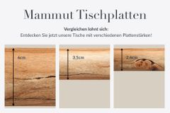 Massivholz Esstisch MAMMUT NATURE 180cm Akazie Edelstahl Baumkante 3,5cm Tischplatte