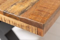 Massiver Esstisch IRON CRAFT 140cm Mangoholz schwarz Metall Industrial Design