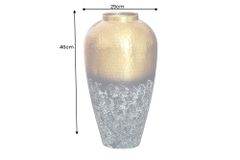 Handgefertigte Deko Vase ORIENT M 50cm gold Metall mit Patina Hammerschlag Design