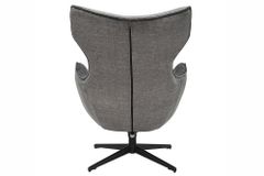 Drehbarer Sessel VOGUE grau Samt schwarze Metallbeine mit Armlehne