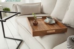 Elegantes Servier Tablett CIANO 40x40cm Akazie Massivholz mit Griffen