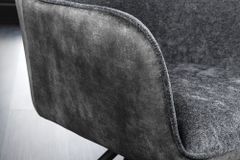 Drehbarer Stuhl VERONA dunkelgrau Samt Strukturstoff mit Armlehne Metallbeine schwarz