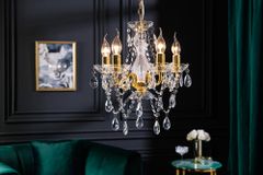 Design Kronleuchter DIAMONDS S 40cm gold Acryl 5-armig Barock Design