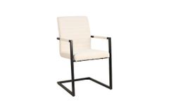Industrial Freischwinger LOFT beige Cord schwarz Eisen mit Armlehne