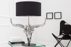 Extravagante Tischlampe EL TORO 68cm schwarz Stierkopf Tischleuchte