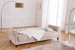 Chesterfield 3-Sitzer Sofa MAISON BELLE AFFAIRE 220cm greige Bouclé mit Schlaffunktion