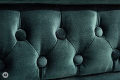 Barocker Sessel CHESTERFIELD petrol Samt Federkern goldene Nieten mit Knopfheftung