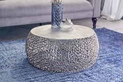 Runder Couchtisch ABSTRACT LEAF 75cm silber antik Metall filigrane Handarbeit