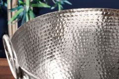Handgearbeitete Deko Schale ORIENT 40cm silber Metall Hammerschlag Design