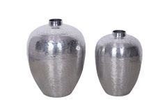 Elegantes Vasen 2er Set ORIENTAL 32cm silber im Rice Hammerschlag Design