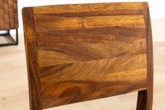 Massivholz Stuhl PURE braun stone finish graubraun Sheesham mit Strukturstoffbezug