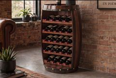 Massives Weinregal BODEGA 80cm coffee braun Pinie Fass-Bartisch für 23 Flaschen