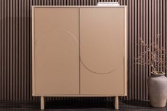 Design Highboard SAVOY 130cm grau beige greige Travertin Keramik Stauraum 3D-Front