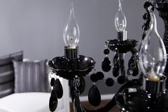 Eleganter Kronleuchter  BLACK CRYSTAL 55cm schwarz Acryl 5-armig Lüster