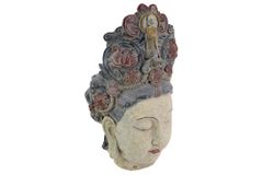 Figur BUDDHA HEAD 45cm mehrfarbig handmade Deko-Kopf Blumengöttin