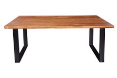 Massivholz Esstisch IRON CRAFT 180cm Sheesham stone finish Metallgestell schwarz