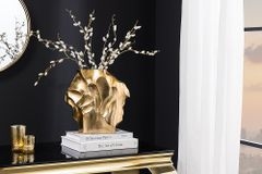 Handgefertigte Vase LIQUID 25cm gold Metall Hammerschlag Design