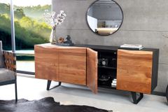 Industrial Design Sideboard ORGANIC ARTWORK 180cm Akazie Massivholz Eisengestell