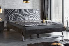 Design Bett SCORPION 180x200cm schwarz Mangoholz 3D Schnitzerei Massivholz Doppelbett