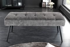Design Sitzbank BOUTIQUE 100cm dunkelgrau Cord schwarze Metallbeine